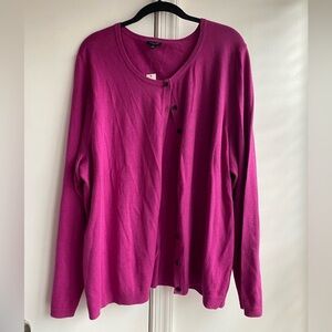 Talbots Plus Womens 3X Purple/pink Cotton Tencel Blend Stretch Cardigan Sweater